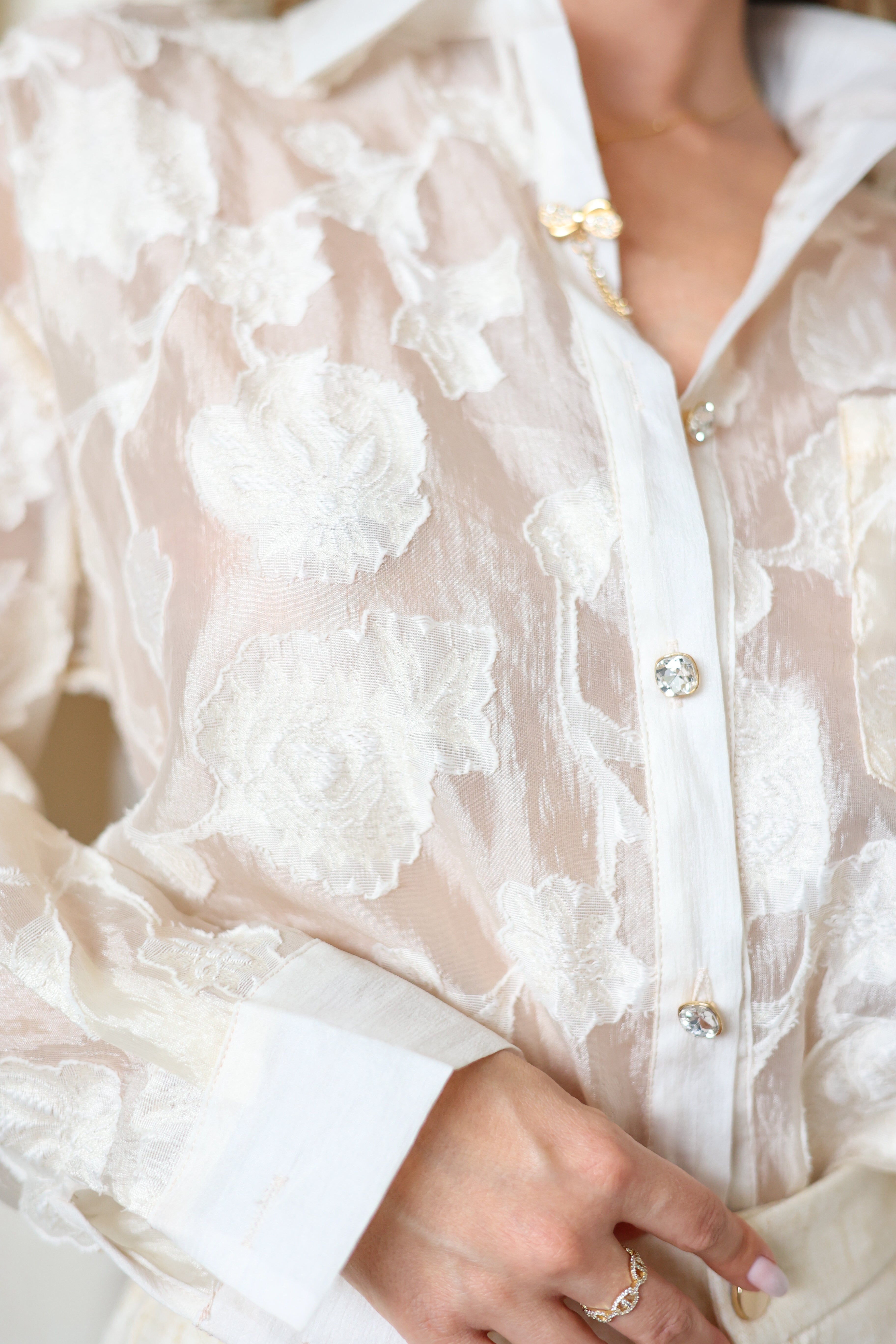 Aurora organza blúz - bézs