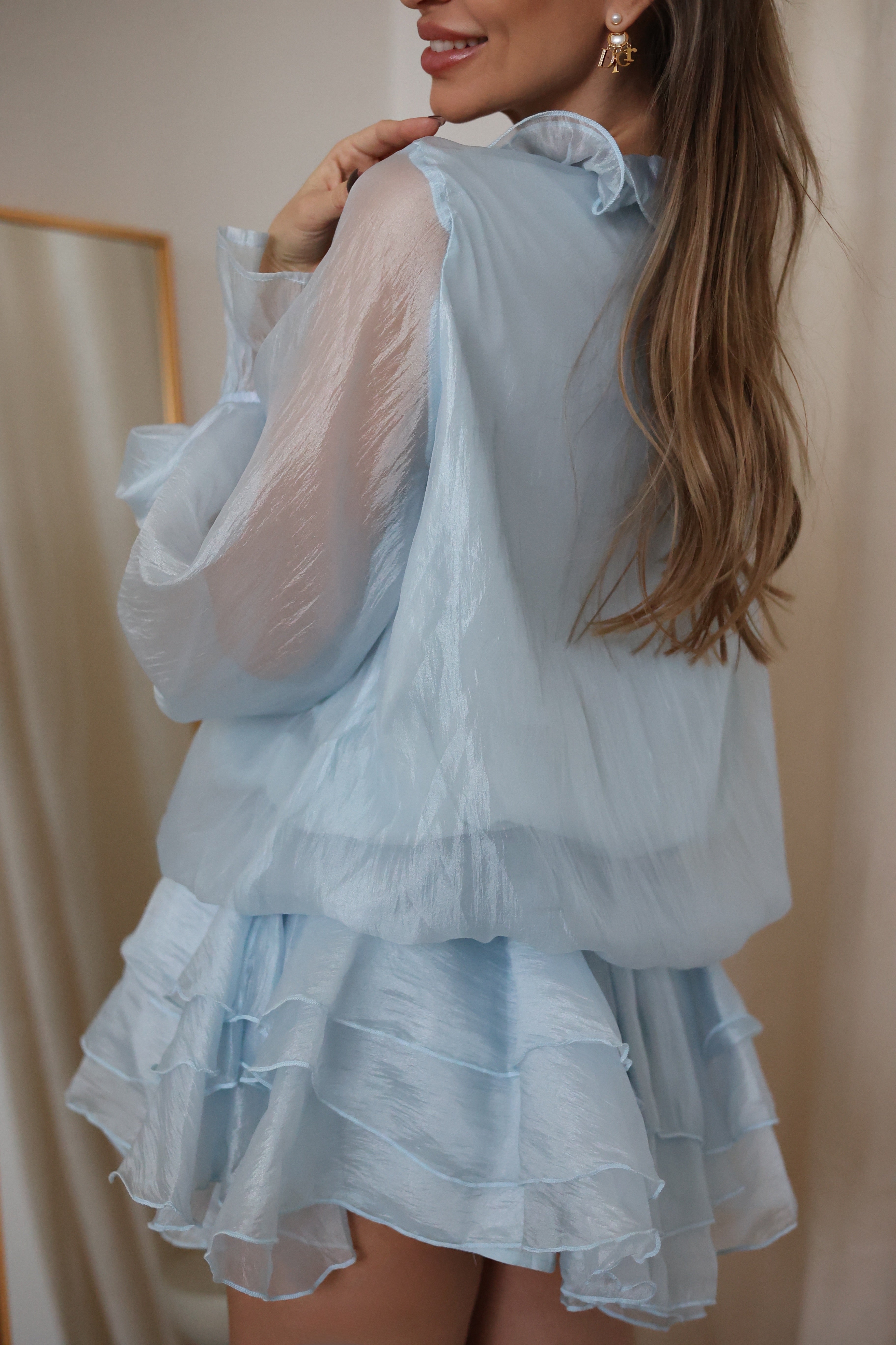 Clara fodros ruha - babakék