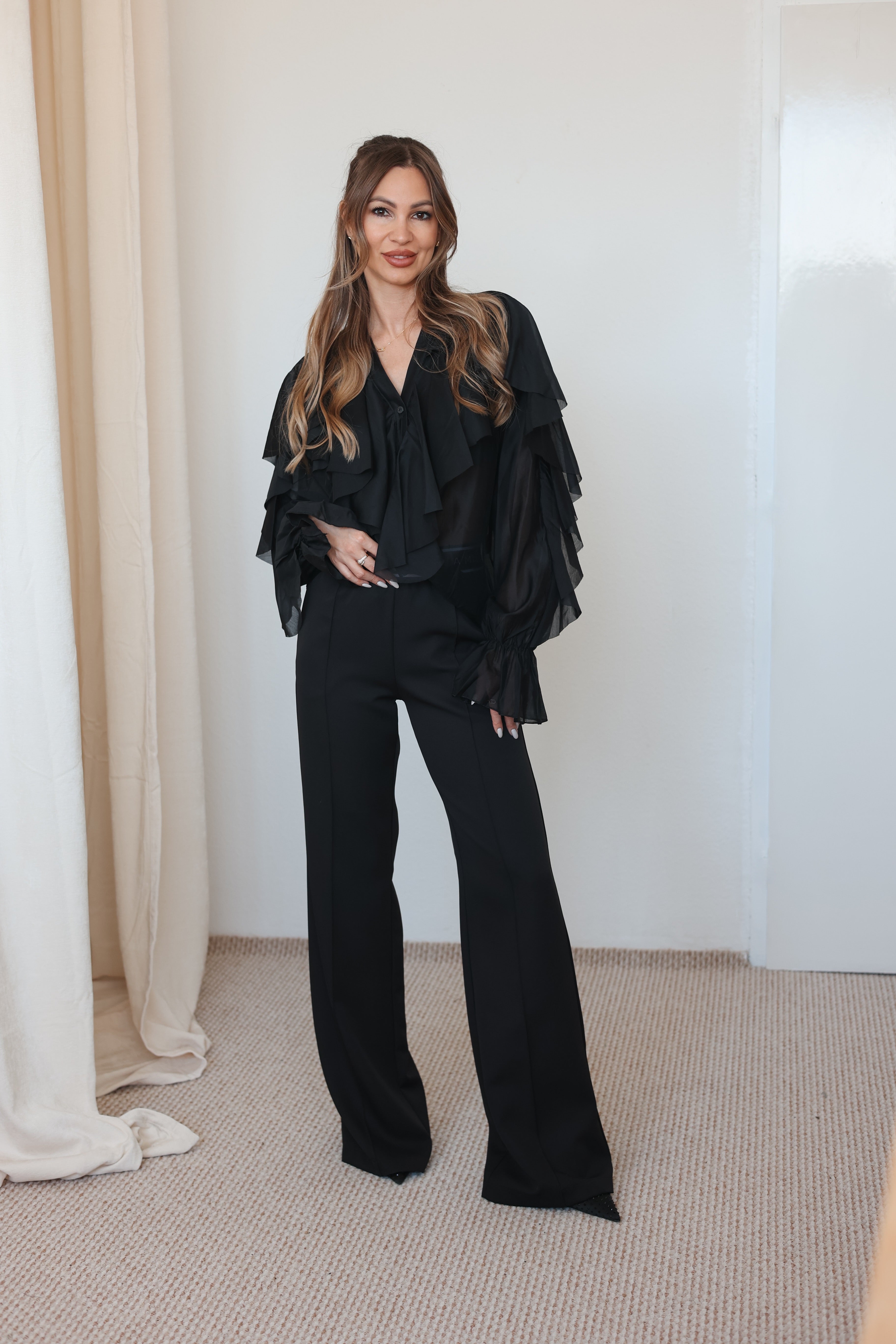 Lucille Organza Blúz - fekete