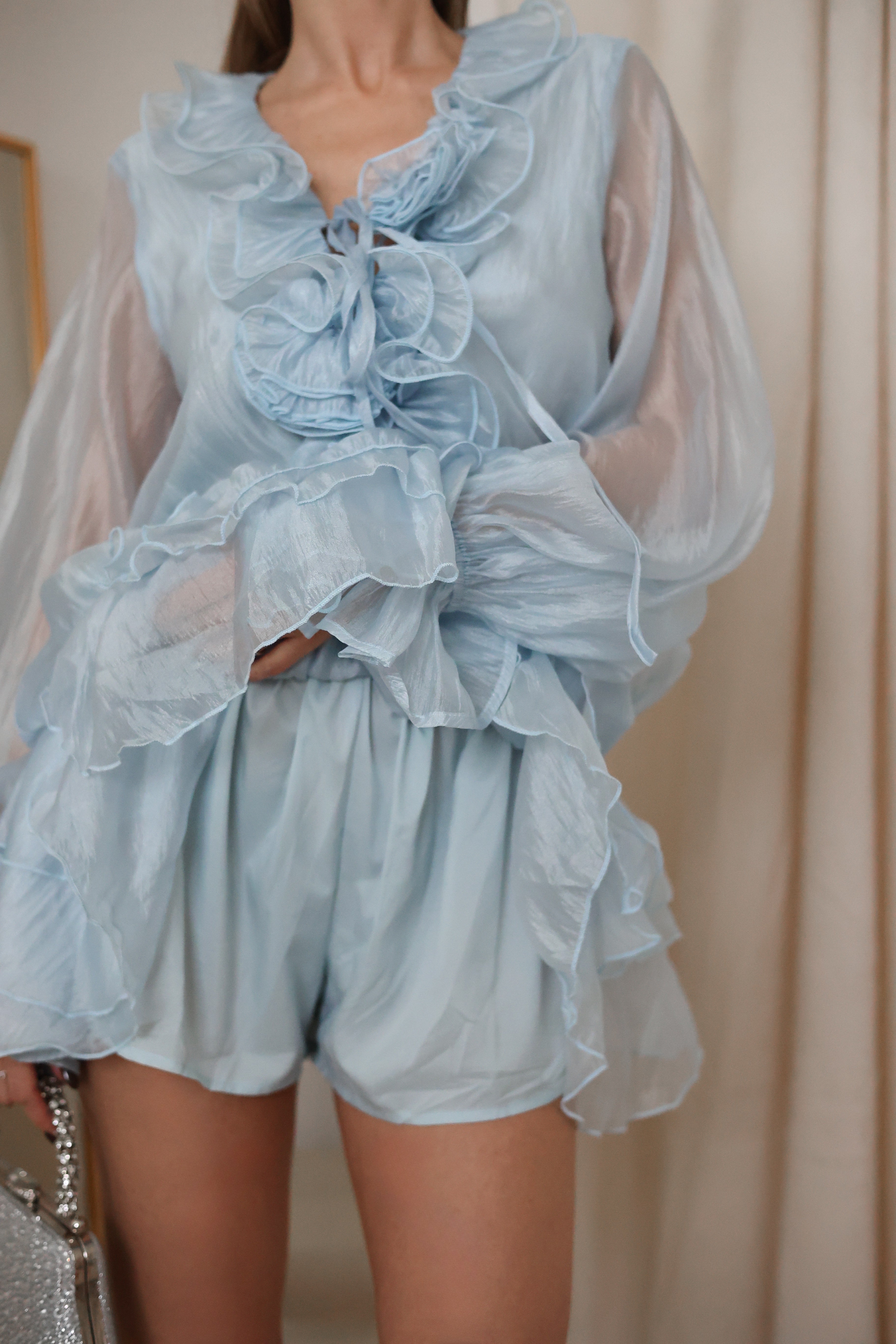 Clara fodros ruha - babakék