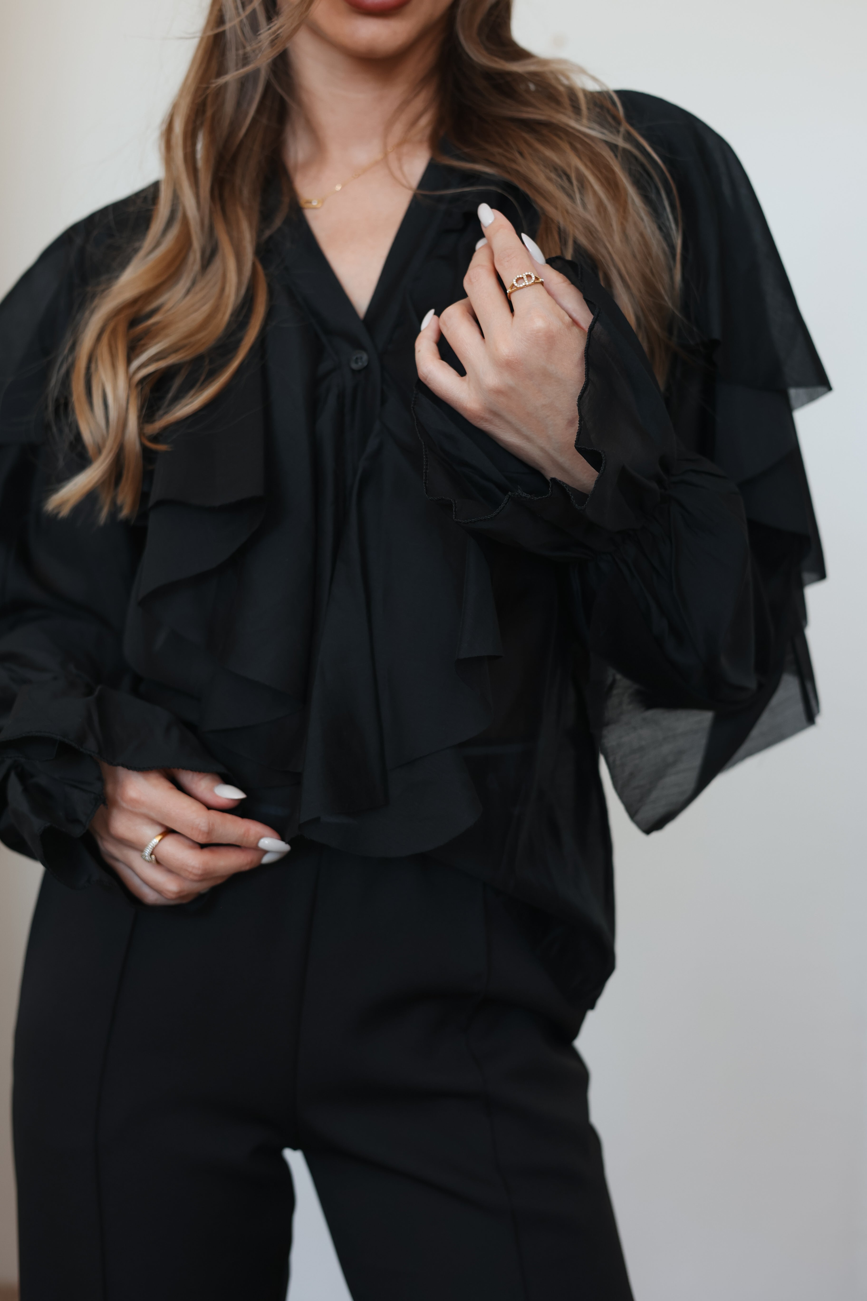 Lucille Organza Blúz - fekete
