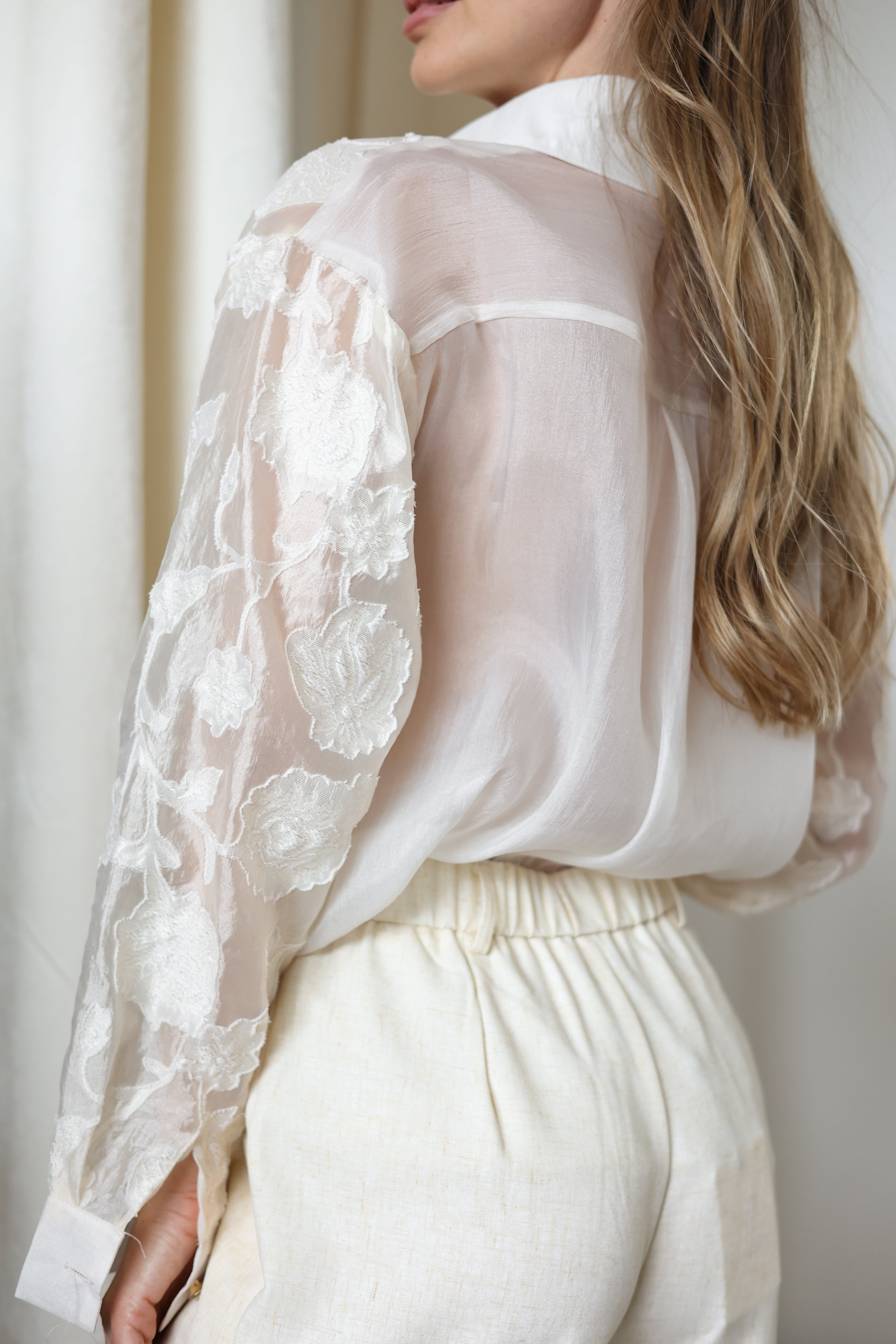 Aurora organza blúz - bézs